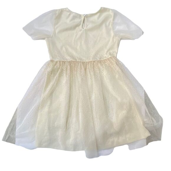 Forever Me Ivory Tulle Gold Accent Party Dress Sz 6 Girls - Picture 8 of 9